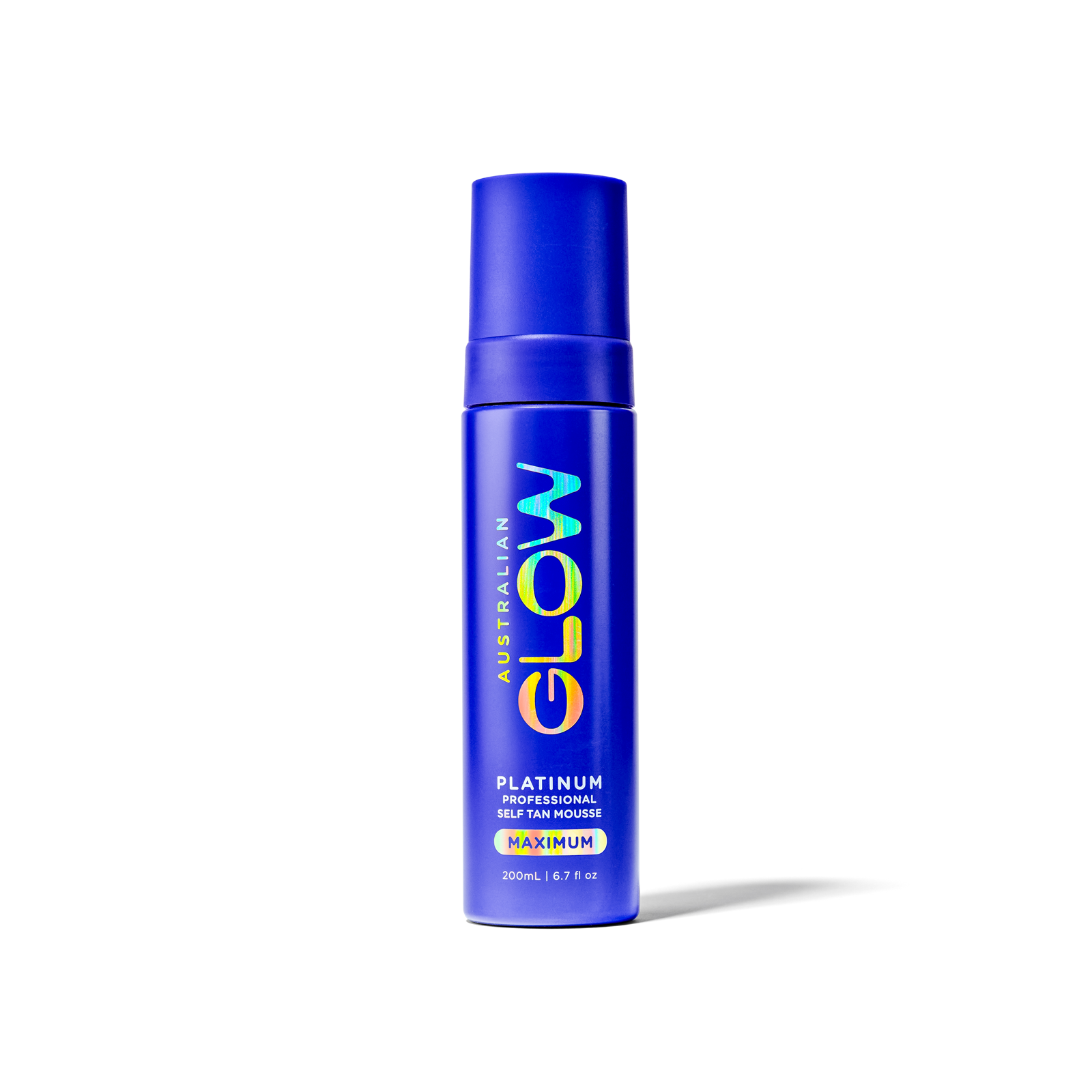 Platinum Maximum Tan cobalt bottle on cream background